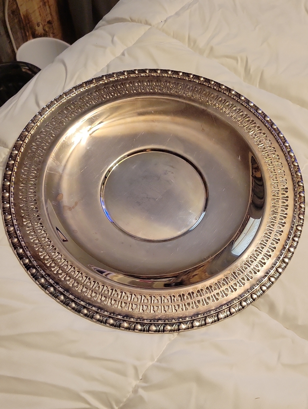 Silver Decorative Serving Bowl - Classic Metal Centerpiece